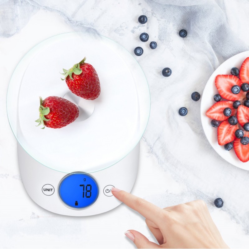18,95 € Free Shipping | Kitchen appliance 21×13 cm. Digital kitchen scale. Large LCD screen. touch control tare function Glass. White Color