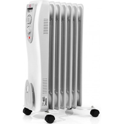 Heater 1500W 62×36 cm. Portable oil cooler with wheels. 7 elements. Low consumption Gray Color