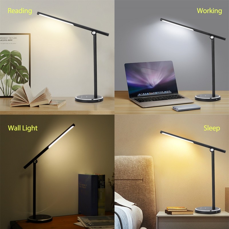 33,95 € Free Shipping | Desk lamp 8W 40×38 cm. LED touch flex. USB charger. 10 intensity levels. 5 lighting modes Aluminum. Black Color