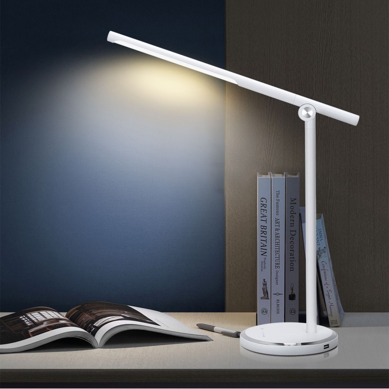 33,95 € Free Shipping | Desk lamp 8W 40×38 cm. LED touch flex. USB charger. 10 intensity levels. 5 lighting modes Aluminum. White Color