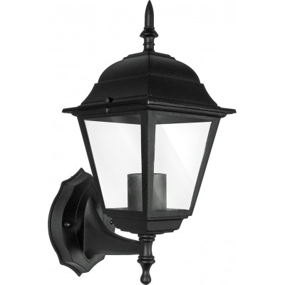 Applique da esterno 60W 36×20 cm. lanterna impermeabile Alluminio e Bicchiere. Colore nero