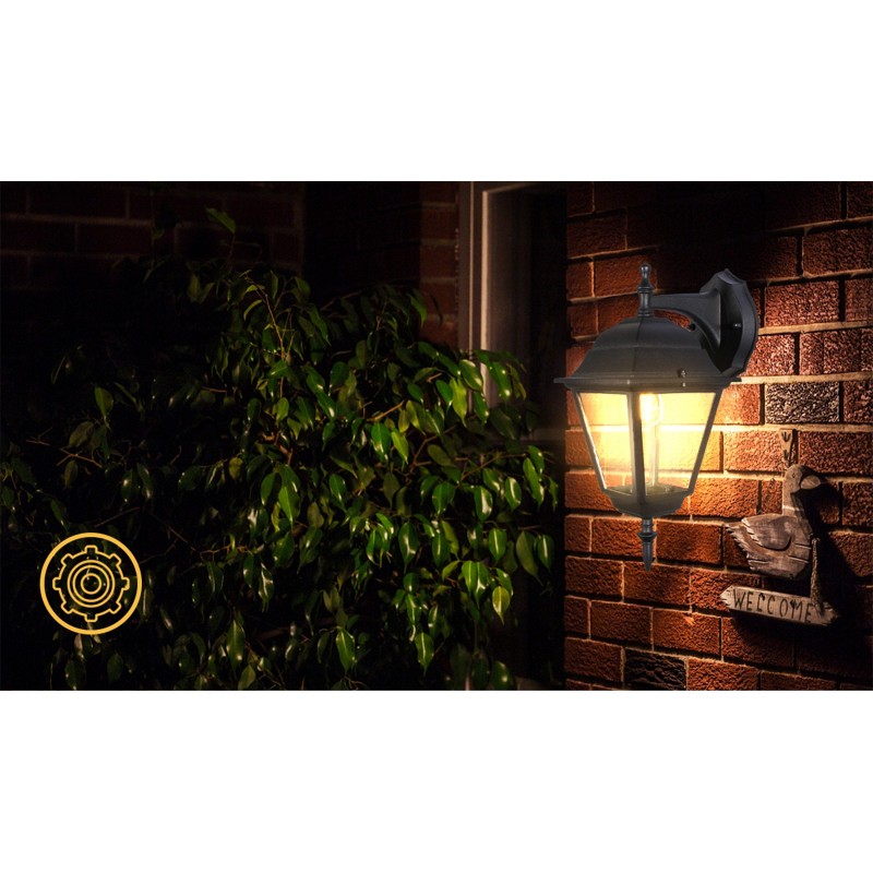 15,95 € Free Shipping | Outdoor wall light 60W 36×20 cm. waterproof lantern Aluminum and Glass. Black Color