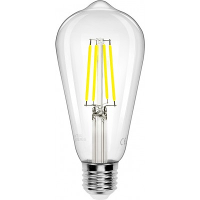13,95 € Free Shipping | 5 units box LED light bulb 8W E27 LED ST64 6500K Cold light. Ø 6 cm. LED filament Crystal