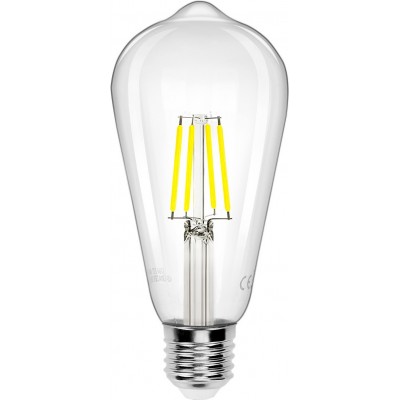Boîte de 5 unités Ampoule LED 6W E27 LED ST64 6500K Lumière froide. Ø 6 cm. Filament DEL Cristal
