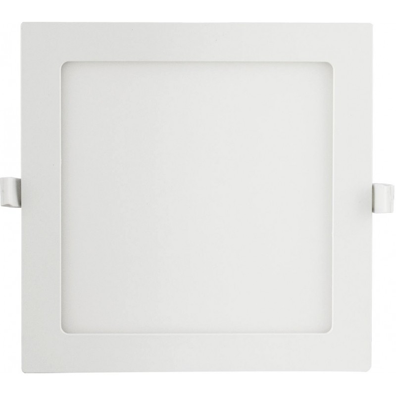 5,95 € Free Shipping | Recessed lighting 12W 3000K Warm light. Square Shape 17×17 cm. down light Aluminum and Polycarbonate. White Color