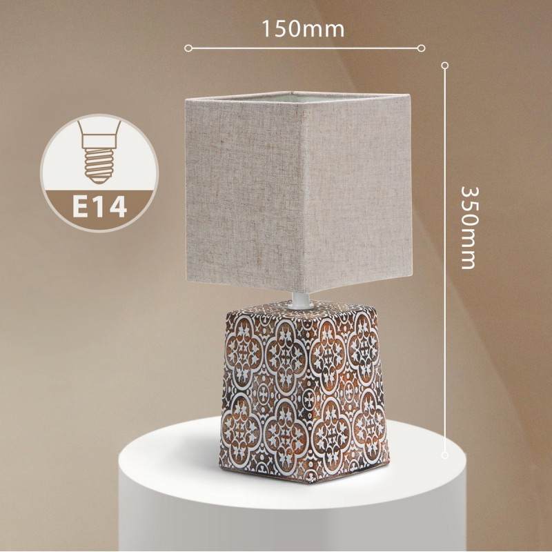 16,95 € Free Shipping | Table lamp 40W 35×15 cm. Ceramic. Brown Color