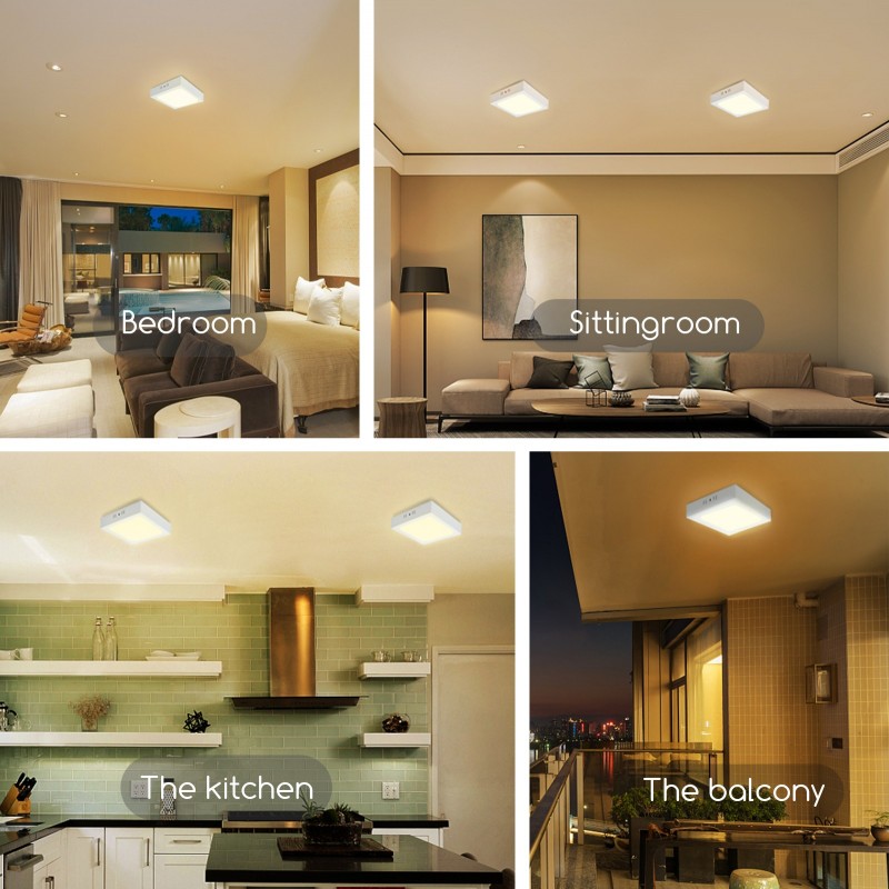 7,95 € Free Shipping | Indoor ceiling light 18W 3000K Warm light. Square Shape 23×23 cm. LED ceiling lamp White Color
