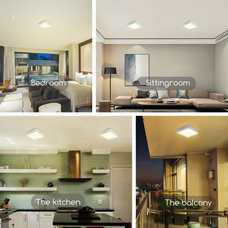 5,95 € Free Shipping | Indoor ceiling light 12W 4000K Neutral light. Square Shape 17×17 cm. LED ceiling lamp White Color