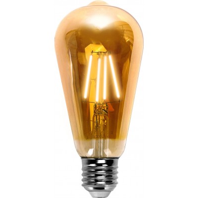14,95 € Free Shipping | 5 units box LED light bulb 6W E27 LED ST64 2200K Very warm light. Ø 6 cm. Edison LED filament. wide angle Retro and vintage Style. Crystal. Copper Color
