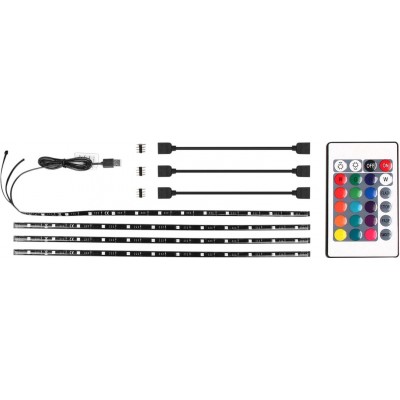 Tira y manguera LED 2.5W 50×1 cm. Tira de LED. Multicolor RGB. Iluminación ambiente TV. Control Remoto. Impermeable. Carga USB. 50 cm PMMA