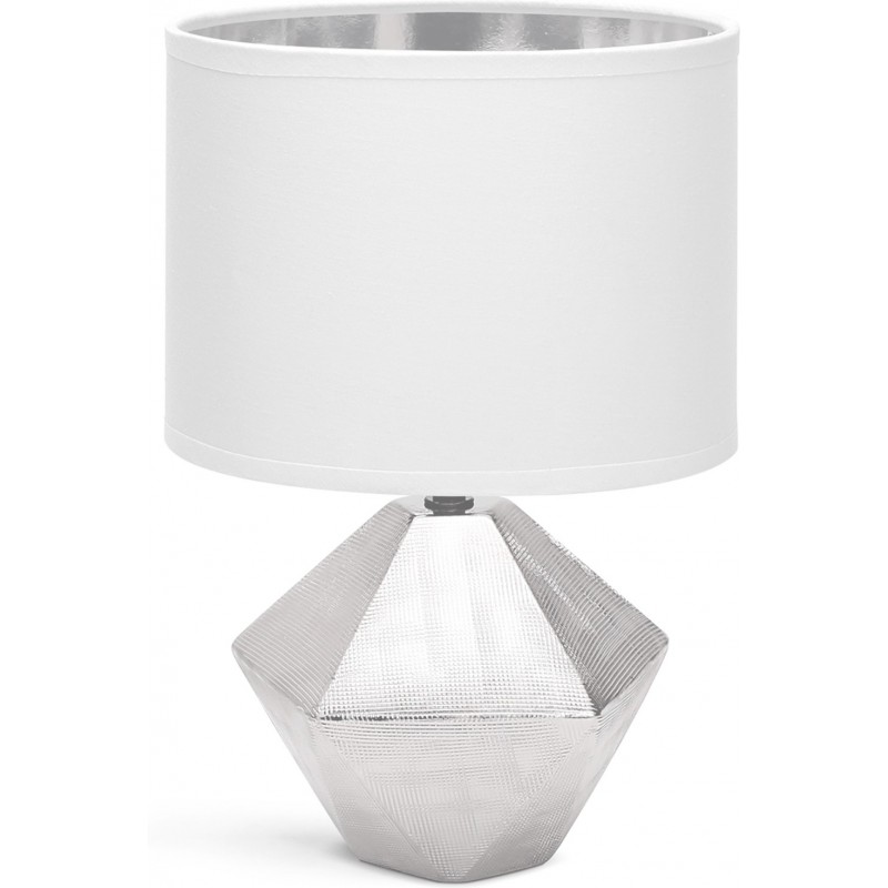 27,95 € Free Shipping | Table lamp 40W 32×22 cm. fabric shade Ceramic. White and silver Color