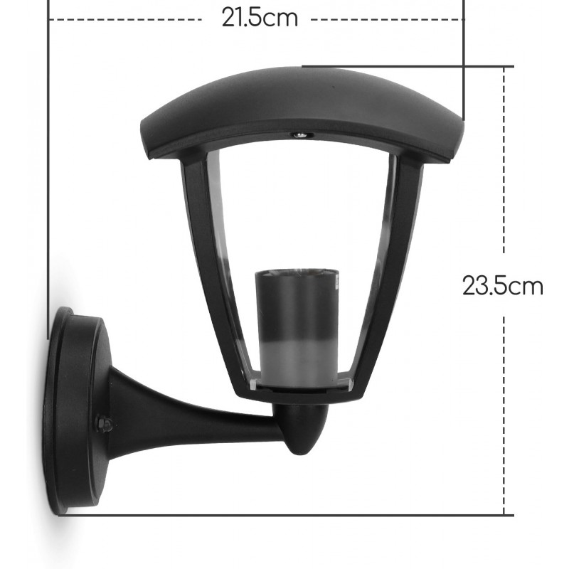 19,95 € Free Shipping | Outdoor wall light 60W 24×22 cm. Lantern with arm. Waterproof PMMA. Black Color