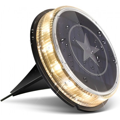 39,95 € Spedizione Gratuita | Faro luminoso Forma Rotonda Ø 12 cm. LED solare a terra con picchetto. Impermeabile Colore nero