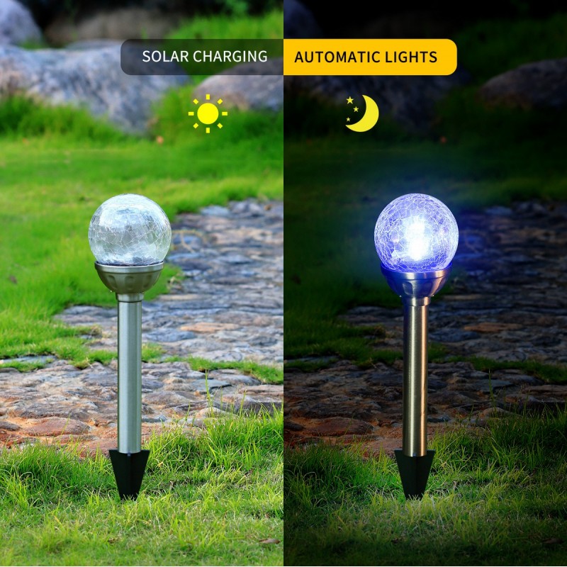 26,95 € Free Shipping | Luminous beacon 0.8W 36×8 cm. RGB multicolor solar LED. Waterproof. Automatic power on and off Stainless steel, PMMA and Glass. Silver Color