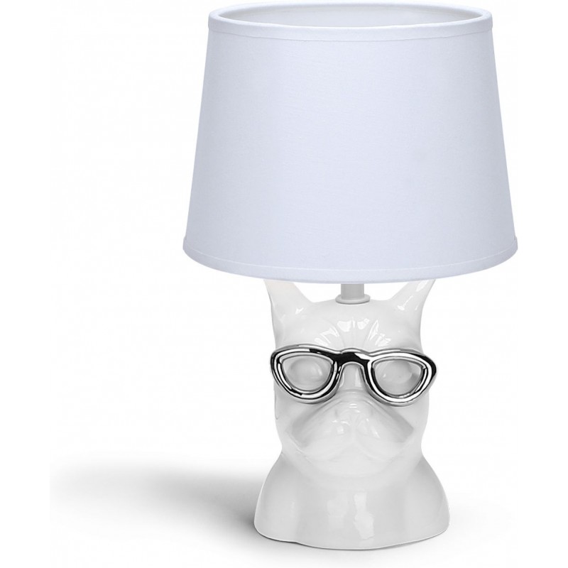 16,95 € Kostenloser Versand | Tischlampe 40W 29×18 cm. LED-Nachttischlampe. Stoffschirm Keramik. Weiß Farbe