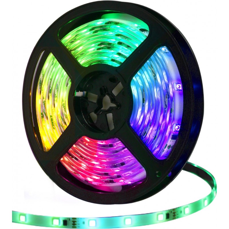 21,95 € Envio grátis | Tira e mangueira de LED 24W 500×1 cm. Faixa de LED. RGB multicolorido. Controle remoto. À prova d'água. autoadesivo 5 metros Pmma