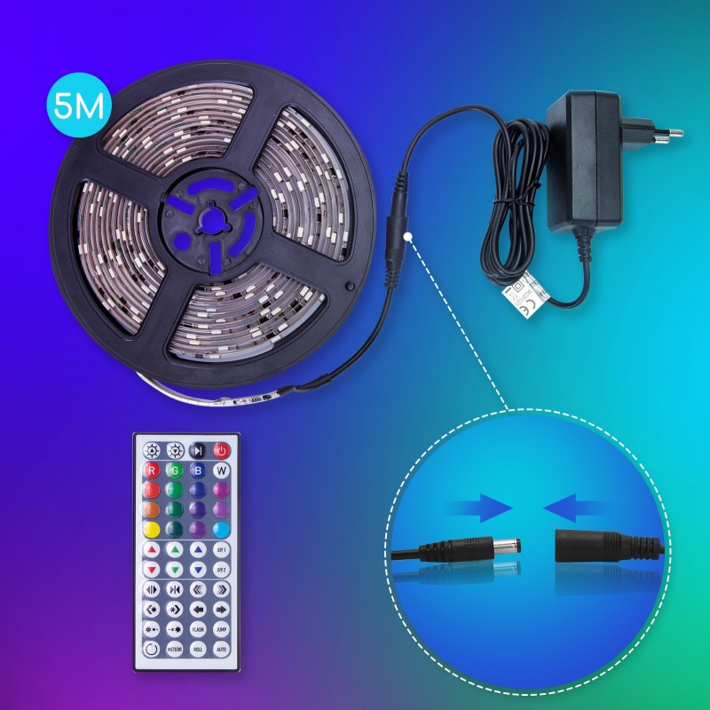 23,95 € Free Shipping | LED strip and hose 24W 500×1 cm. LED strip. Multi-color RGB. Remote control. Waterproof. self-adhesive 5 meters PMMA