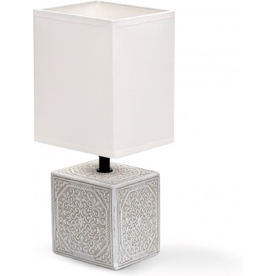 Lampada da tavolo 40W 30×13 cm. paralume in tessuto Ceramica. Colore bianca