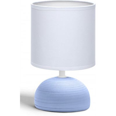 Lâmpada de mesa 40W 23×14 cm. sombra de tecido Cerâmica. Cor azul e branco