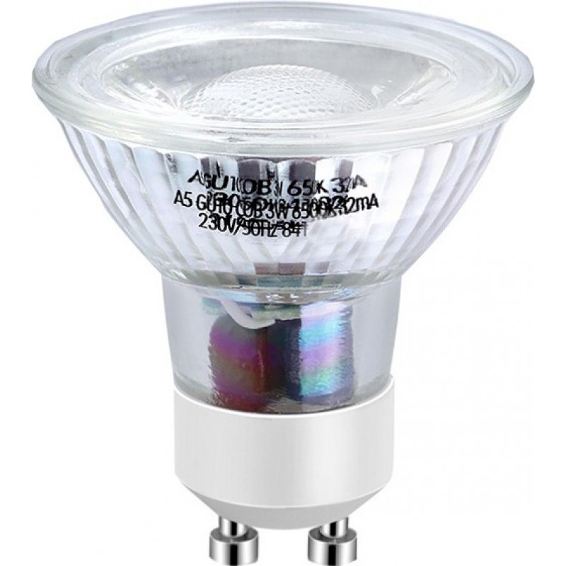 10,95 € Envio grátis | Caixa de 5 unidades Lâmpada LED 3W GU10 LED 6500K Luz fria. Ø 5 cm. Cristal