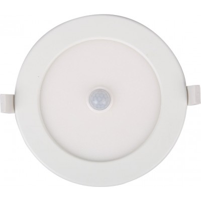 8,95 € Free Shipping | Recessed lighting 12W 6000K Cold light. Round Shape Ø 17 cm. Slim Downlight LED. PIR Motion Sensor. Ceiling mountable Aluminum and polycarbonate. White Color