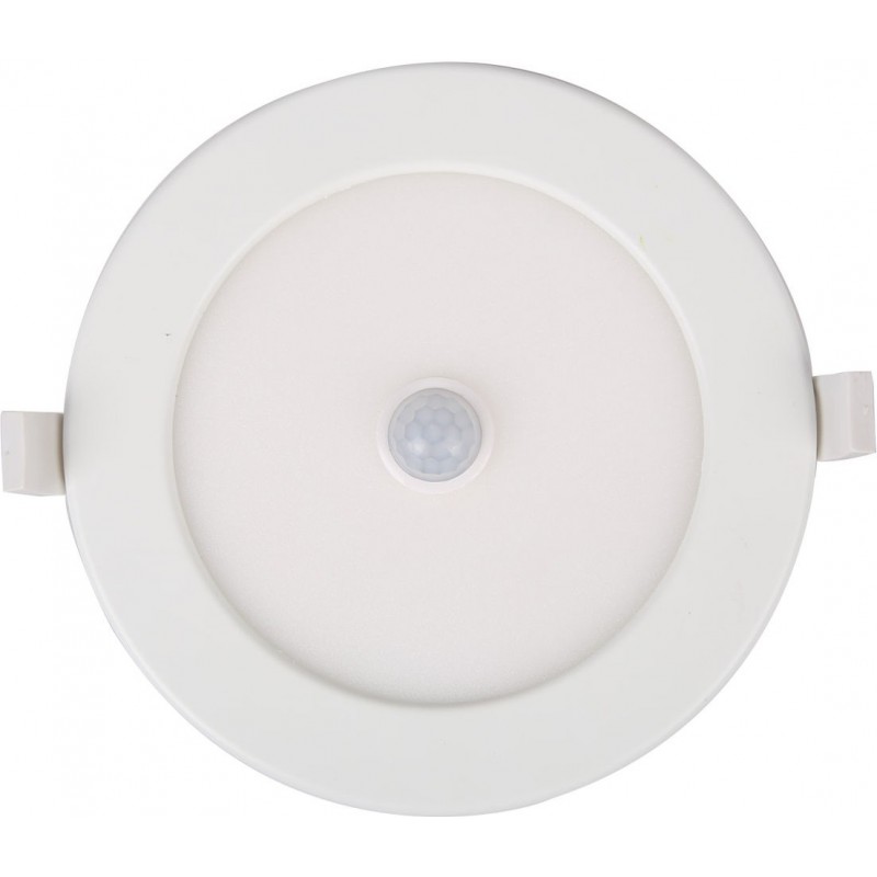 8,95 € Free Shipping | Recessed lighting 12W 6000K Cold light. Round Shape Ø 17 cm. Slim Downlight LED. PIR Motion Sensor. Ceiling mountable Aluminum and Polycarbonate. White Color