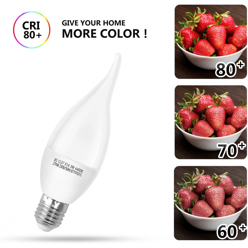 7,95 € Free Shipping | 5 units box LED light bulb 3W E14 LED Ø 3 cm. LED candle White Color
