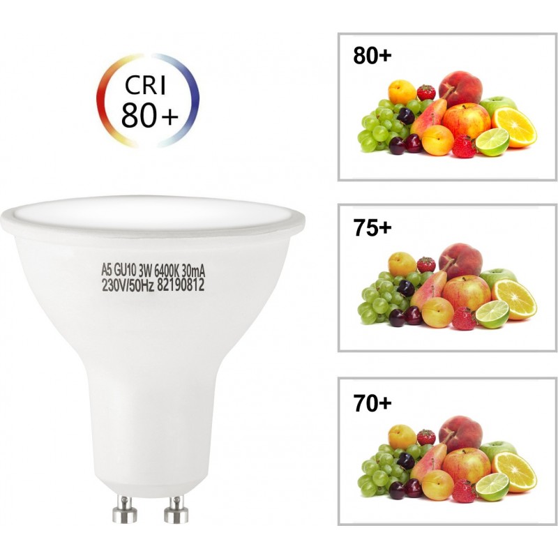7,95 € Free Shipping | 5 units box LED light bulb 3W GU10 LED Ø 5 cm. White Color