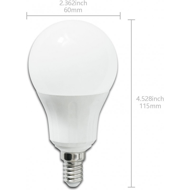 9,95 € Free Shipping | 5 units box LED light bulb 6W E27 LED A60 3000K Warm light. Ø 6 cm. White Color