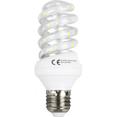 5 units box LED light bulb 9W E27 3000K Warm light. 13 cm. LED spiral