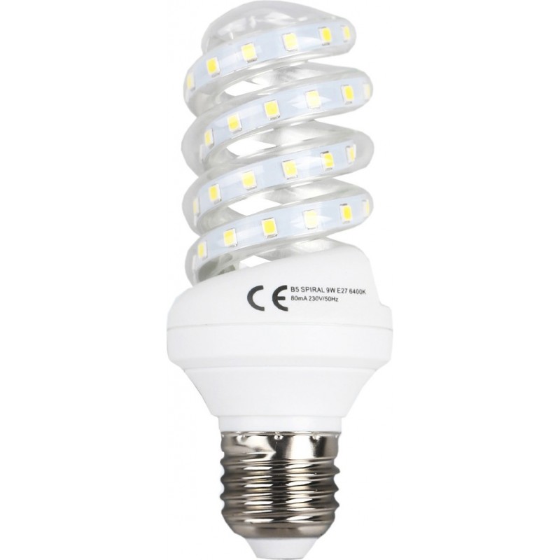 17,95 € Free Shipping | 5 units box LED light bulb 9W E27 3000K Warm light. 13 cm. LED spiral