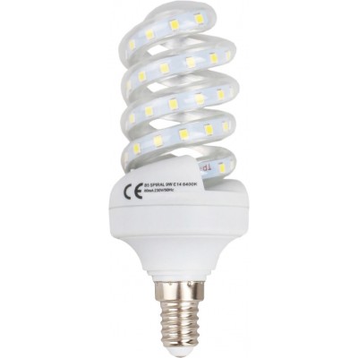 17,95 € Free Shipping | 5 units box LED light bulb 9W E14 LED 3000K Warm light. 13 cm. LED spiral