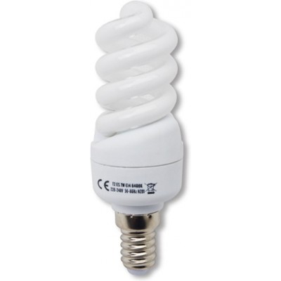 5 units box LED light bulb 5W E14 2700K Very warm light. LED spiral White Color
