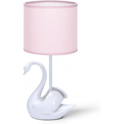 Lámpara de sobremesa 40W 37×16 cm. Cerámica. Color blanco y rosa
