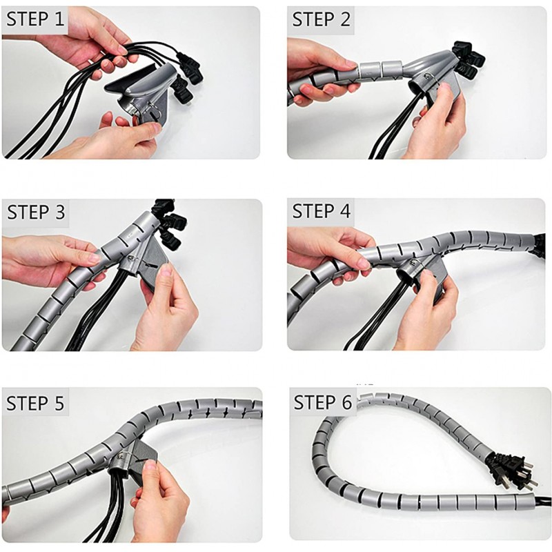 31,95 € Free Shipping | 12 units box Lighting fixtures Ø 2 cm. Flexible and Cuttable Cable Organizer. 1.5 meters Gray Color