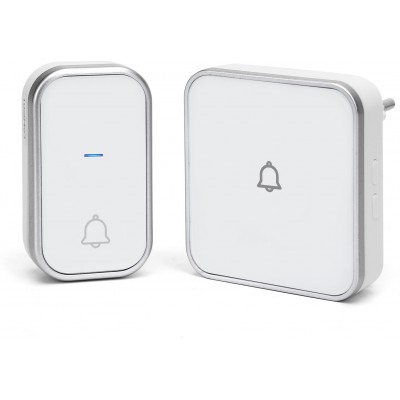 5 units box Home appliance 1W Doorbell. Wireless and portable for outdoors. Waterproof. Adjustable volume. 36 Melodies ABS and Acrylic. White and silver Color