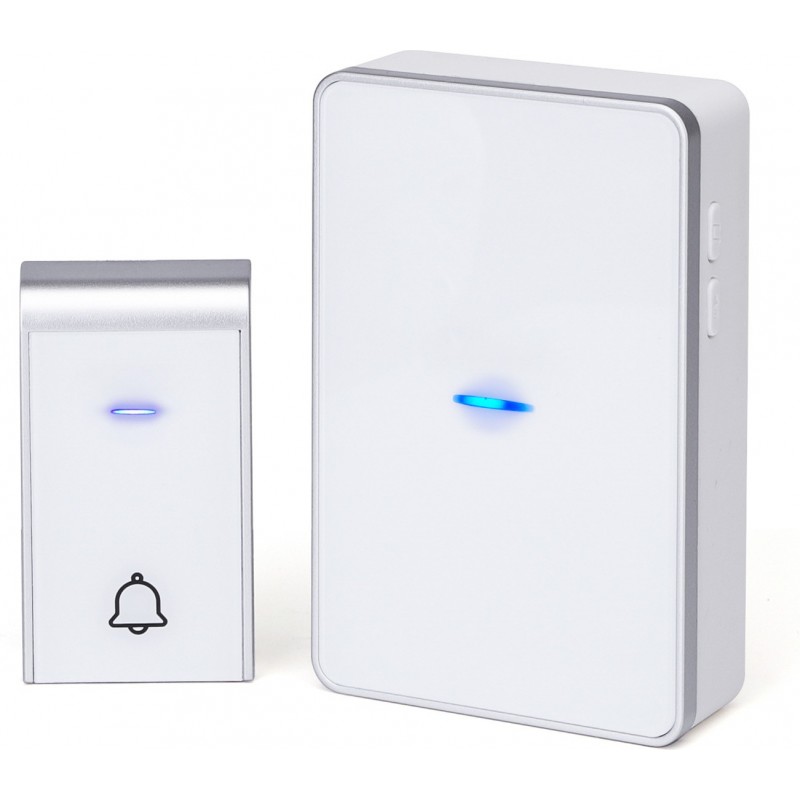 67,95 € Free Shipping | 8 units box Home appliance 0.3W Doorbell. Wireless and portable for outdoors. Waterproof. Adjustable volume. 36 Melodies ABS and Acrylic. White and silver Color