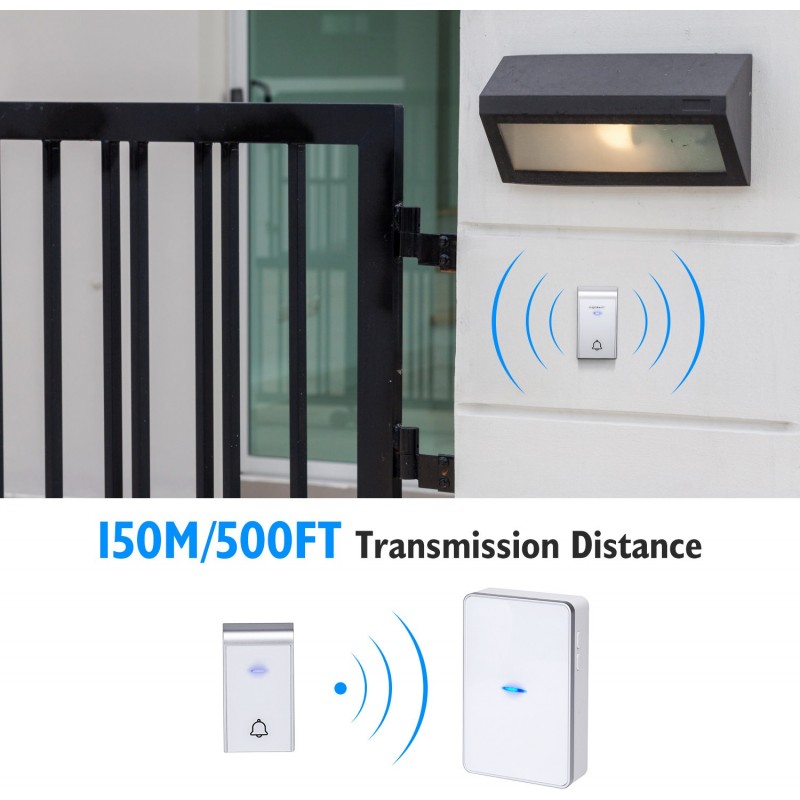 67,95 € Free Shipping | 8 units box Home appliance 0.3W Doorbell. Wireless and portable for outdoors. Waterproof. Adjustable volume. 36 Melodies ABS and Acrylic. White and silver Color