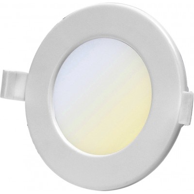 8,95 € Free Shipping | Recessed lighting 6W Round Shape Ø 11 cm. Slim Downlight. Smart LEDs. Wifi. Dimmable. Alexa and Google Home Compatible Polycarbonate. White Color