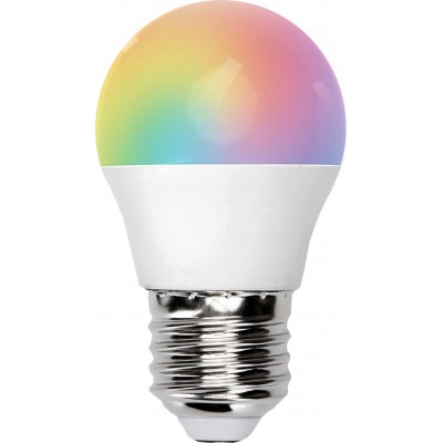 5 Einheiten Box Fernbedienung LED-Lampe 5W E27 LED G45 Ø 4 cm. Intelligente LEDs. W-lan. RGB mehrfarbig dimmbar. Kompatibel mit Alexa und Google Home PMMA und Polycarbonat. Weiß Farbe