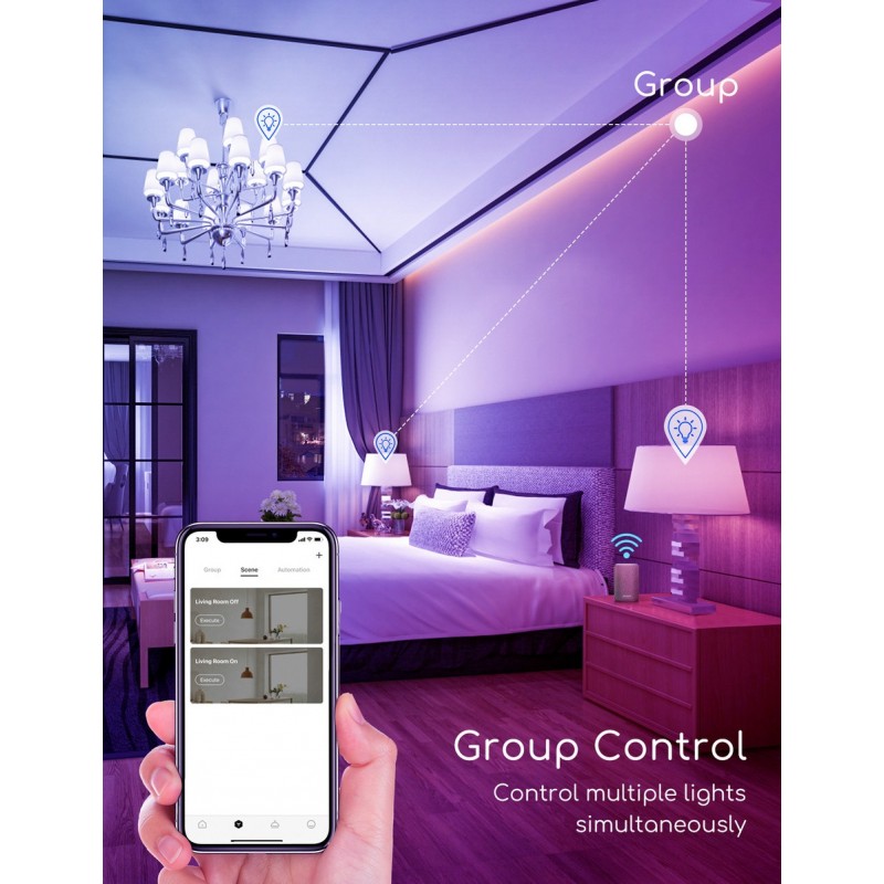 25,95 € Free Shipping | 5 units box Remote control LED bulb 7W E14 LED Ø 4 cm. Smart LEDs. Wifi. RGB multi-color dimmable. Alexa and Google Home Compatible PMMA and Polycarbonate. White Color
