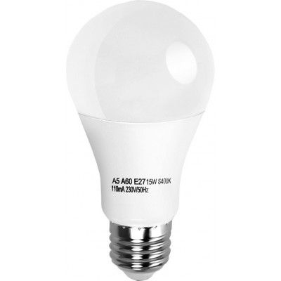 5 Einheiten Box LED-Glühbirne 15W E27 LED A60 Ø 6 cm. PMMA und Polycarbonat. Weiß Farbe