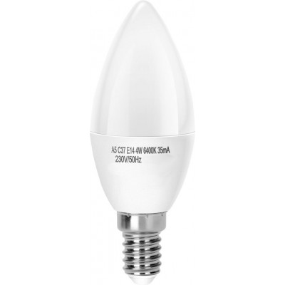 Caixa de 5 unidades Lâmpada LED 4W E14 Ø 3 cm. vela LED. Filamento Edison. ângulo amplo Cor branco