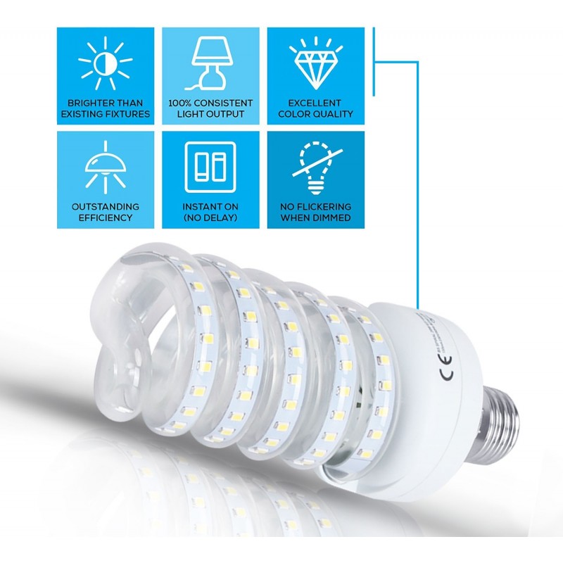 27,95 € Free Shipping | 5 units box LED light bulb 20W E27 Ø 6 cm. LED spiral