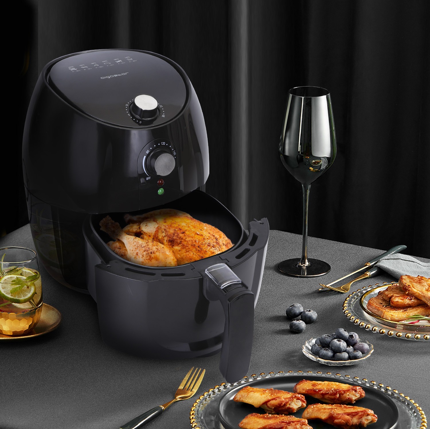 69,95 € Free Shipping | Kitchen appliance Aigostar 1500W 35×34 cm. Air fryer Pmma. Black Color