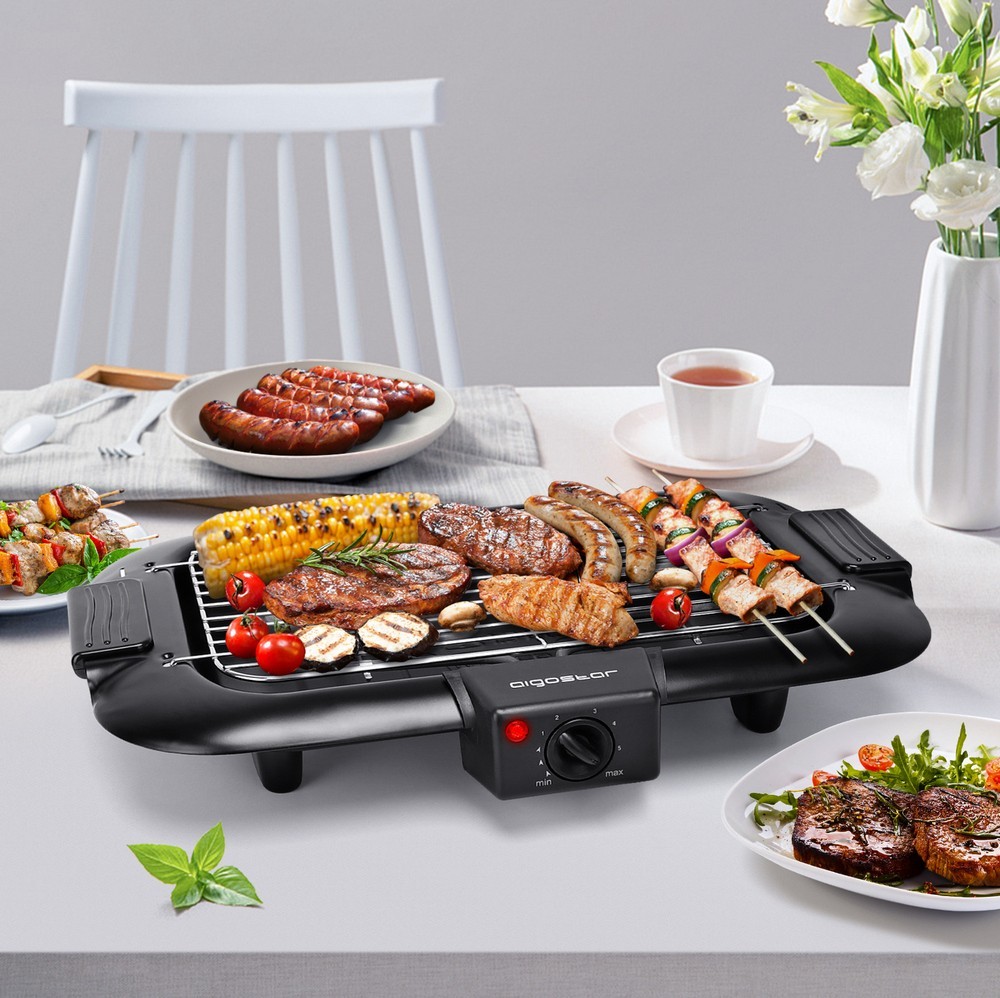 33,95 € Free Shipping | Kitchen appliance Aigostar 2000W 52×34 cm. Electric grill Black Color