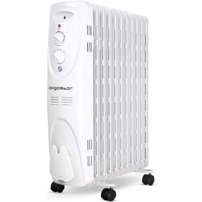 67,95 € Envio grátis | Aquecedor Aigostar 2300W 64×53 cm. Radiador de óleo com 11 elementos Aço. Cor branco