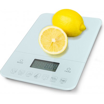 Electrodoméstico de cocina Aigostar 27×18 cm. Báscula de cocina digital con contador de calorías. Pantalla LCD ABS y Vidrio templado. Color blanco