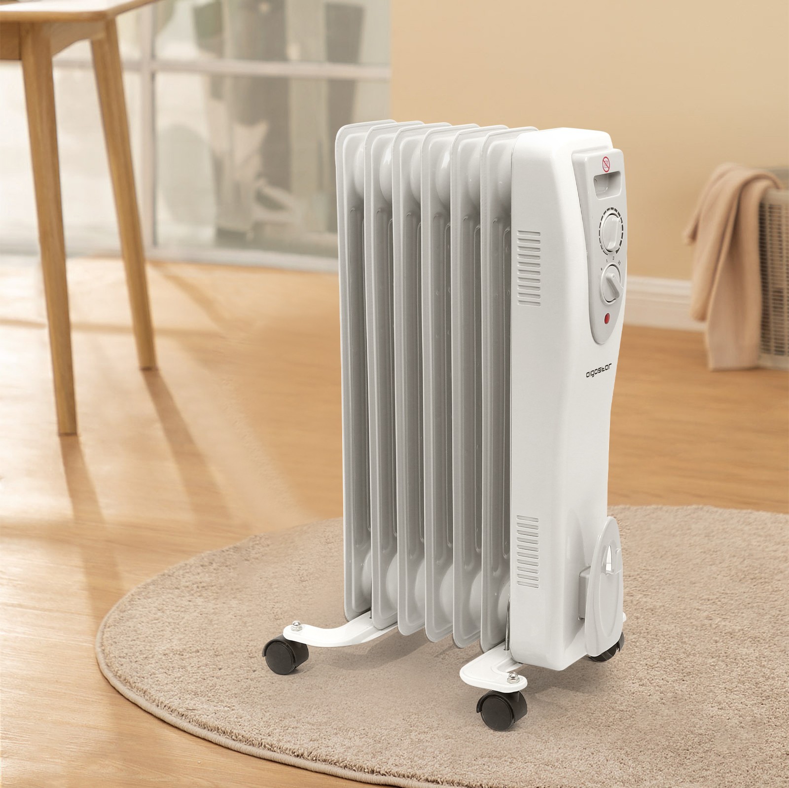 43,95 € Kostenloser Versand | Heizung Aigostar 1500W 62×36 cm. 7-elementiger Ölradiator Grau Farbe