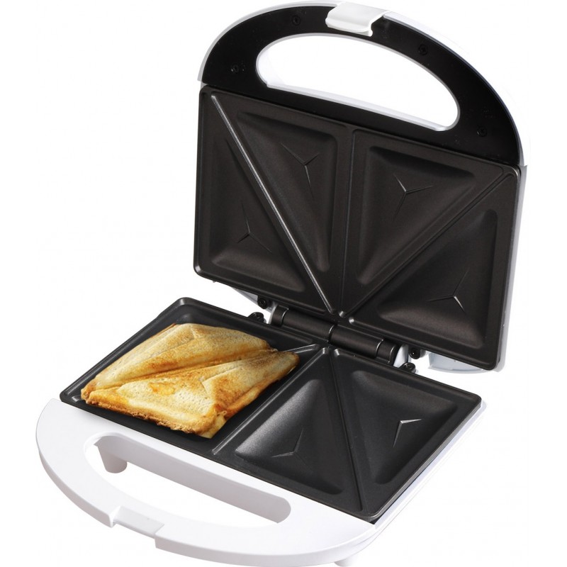 Küchengerät Aigostar 720W 23×23 cm. klassischer Sandwichmaker Aluminium und Plastik. Weiß Farbe